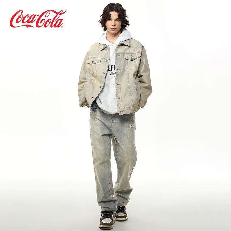 Coca-Cola可口可乐 复古美式夹克牛仔外套直筒牛仔裤休闲运动套装,男装,夹克,淘宝优惠券,粉丝福利购,淘宝优惠卷
