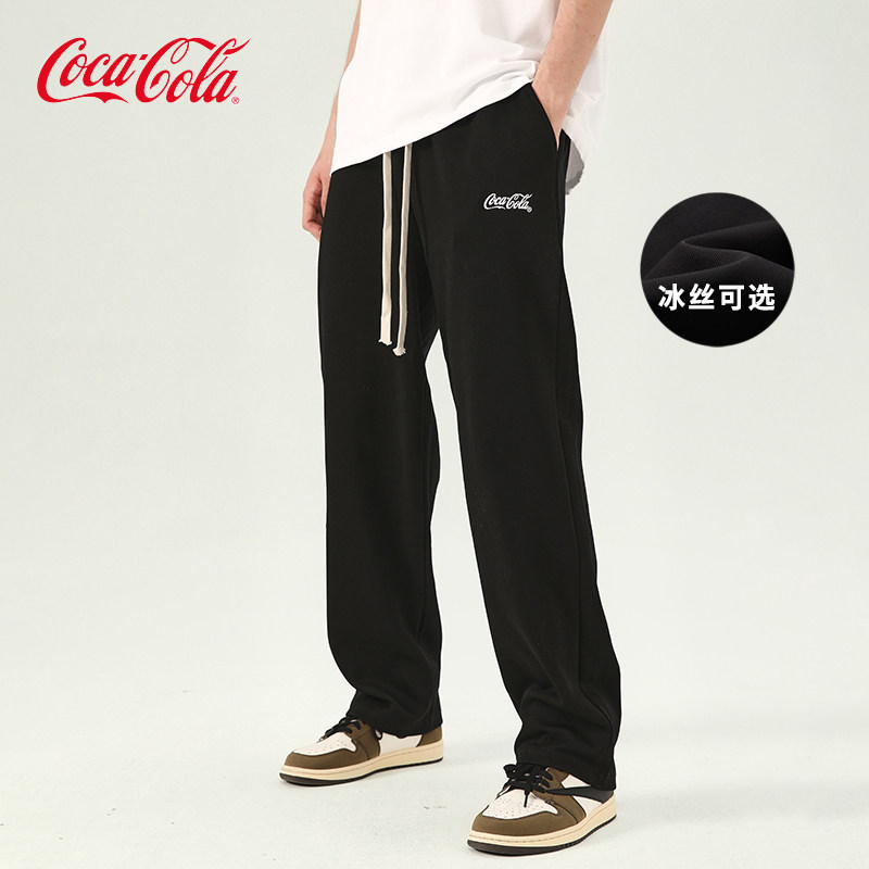 Coca-Cola/可口可乐休闲裤男春秋裤子刺绣卫裤运动直筒裤拖