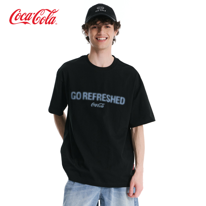 Coca-Cola可口可乐短袖T恤男夏季美式街头重磅休闲纯棉上衣