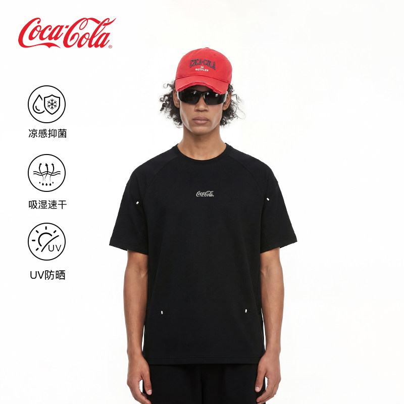 Coca-Cola可口可乐轻户外凉感抑菌反光点速干弹力短袖t恤男女同款