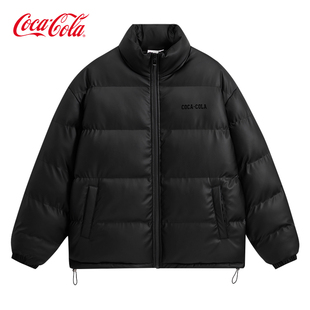 雾面PU皮衣厚版 可口可乐 哑光印花纯色立领面包棉服 Cola Coca