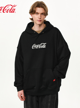 Coca-Cola/可口可乐美式复古连帽卫衣男秋冬字母印花加绒加厚外套