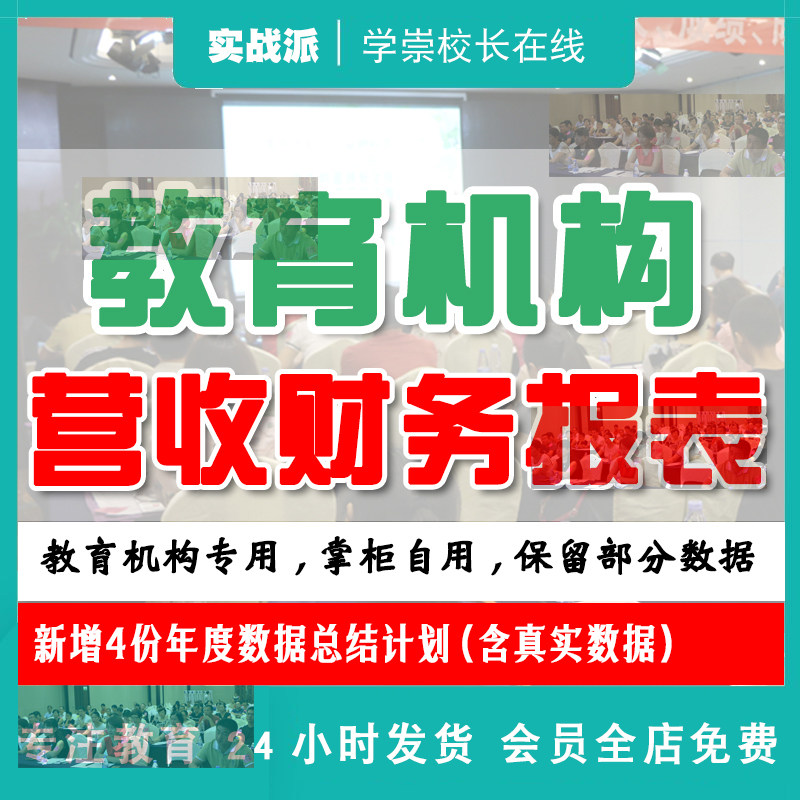 财务报表培训学校利润资产负债收入预算管理模板教育机构表格数据