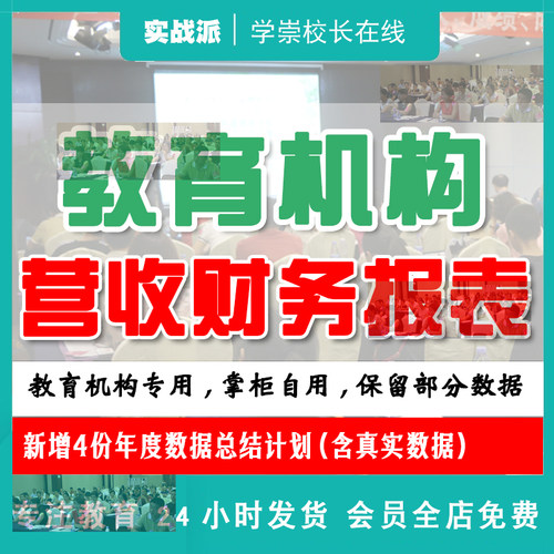 财务报表培训学校利润资产负债收入预算管理模板教育机构表格数据