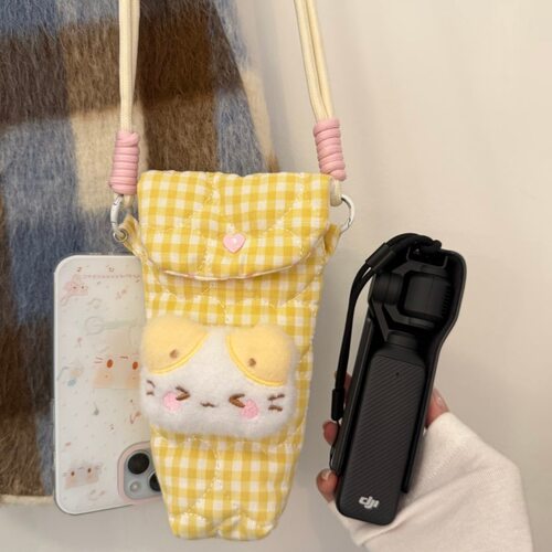 大疆pocket3斜挎包可爱兔子收纳包棉花糖猫格子防摔保护套相机包