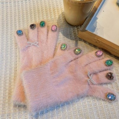美甲钻石手套女冬季网红灭霸拍照DIY带钻装饰高级韩国ins防风防寒