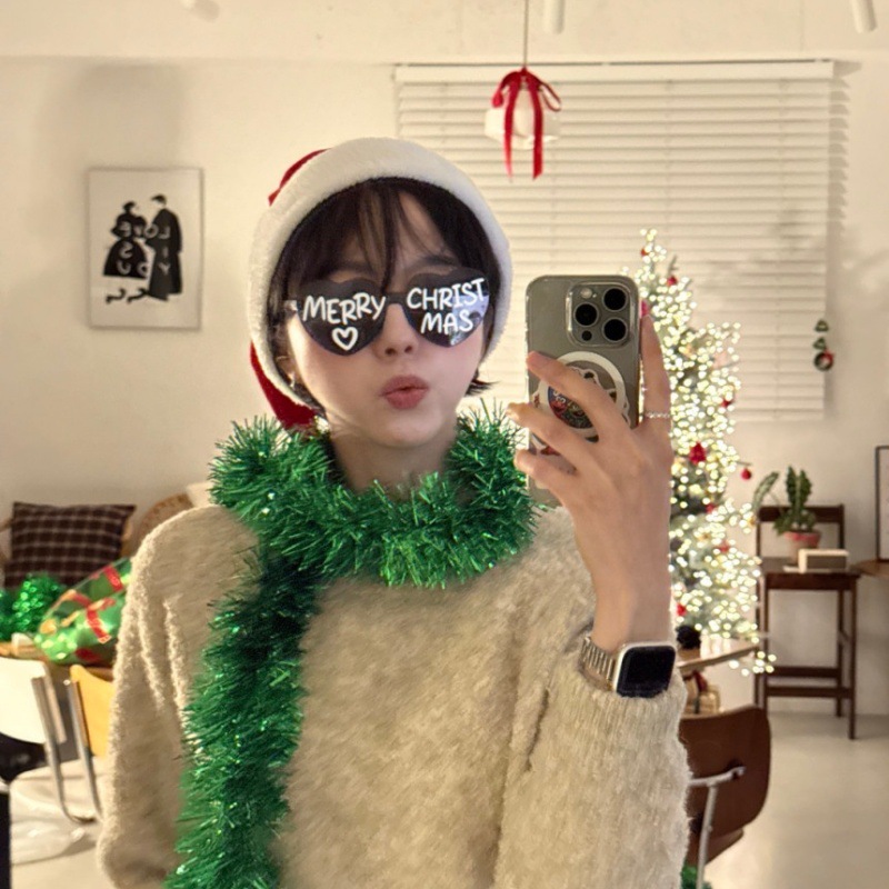 圣诞节装饰毛条拉花彩条圣诞帽布置道具派对聚会cos氛围感舞会