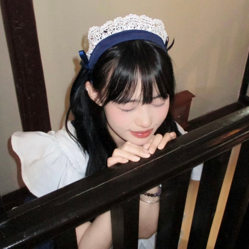 万圣节cos女仆发箍头箍赫本风头饰甜美蝴蝶结花边日系软萌妹