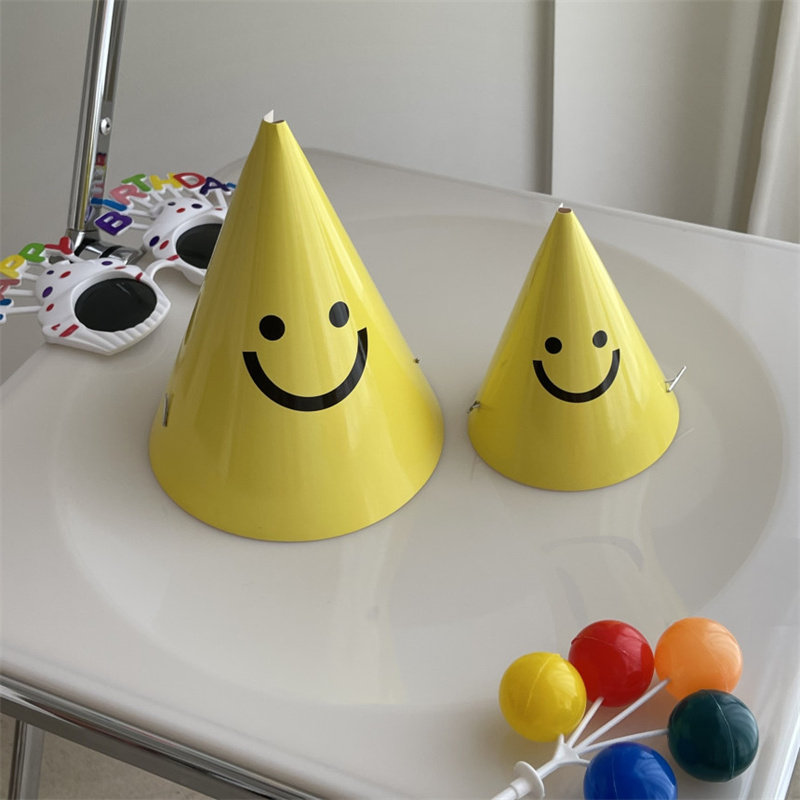 ins网红笑脸帽子生日快乐派对装饰帽宝宝儿童一周岁可爱装扮布置