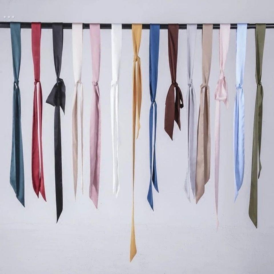 黑色长条丝巾女飘带丝带颈饰脖子小领巾2024新款夏季装饰细窄围巾