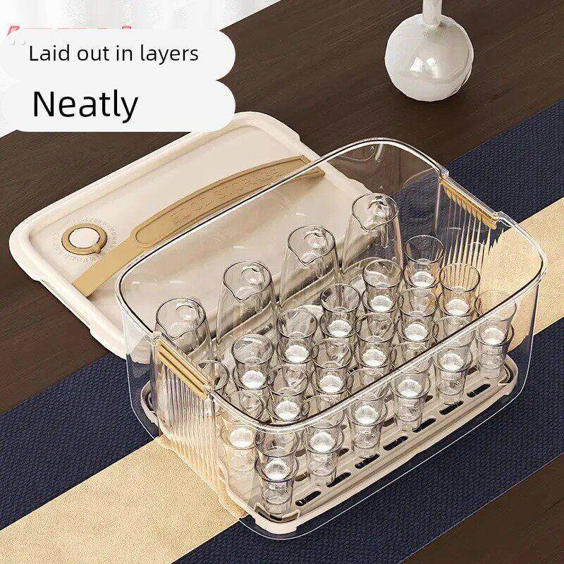 酒杯收纳盒防尘小酒杯啤酒杯子玻璃杯置物架小白酒杯收纳神器杯架