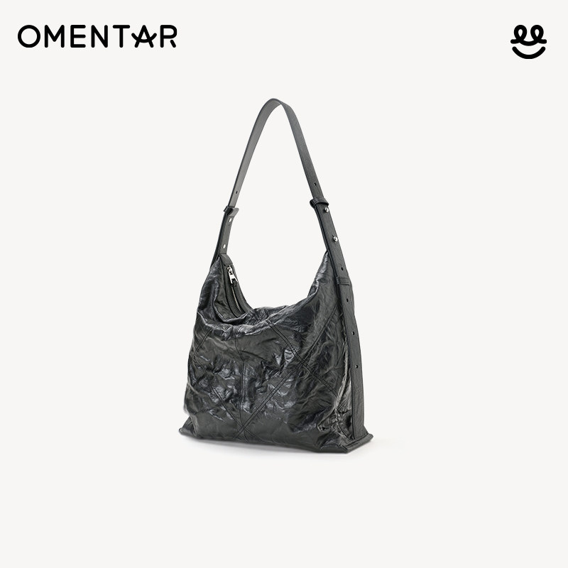 OMENTAR托特包褶皱牛皮包包慵懒HOBO通勤斜挎单肩超大容量女包,箱包皮具/热销女包/男包,通用款女包,淘宝优惠券,粉丝福利购,淘宝优惠卷