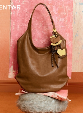 OMENTAR欧蒙特植鞣真皮小牛皮木马包休闲大容量HOBO托特通勤包包