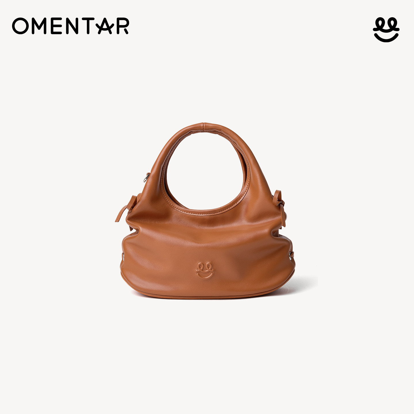 OMENTAR欧蒙特笑脸三角包女小众真皮新款通勤手提单肩斜挎手机包