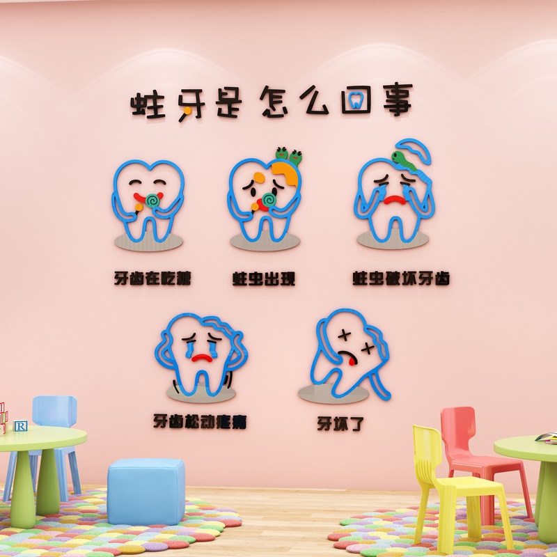幼儿园环创主题墙布置爱护牙齿贴纸画儿童口腔牙科诊所墙面装饰品