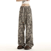 裤 女潮牌美式 复古阔腿裤 RESUMM迷彩工装 子街头嘻哈跳舞直筒休闲裤