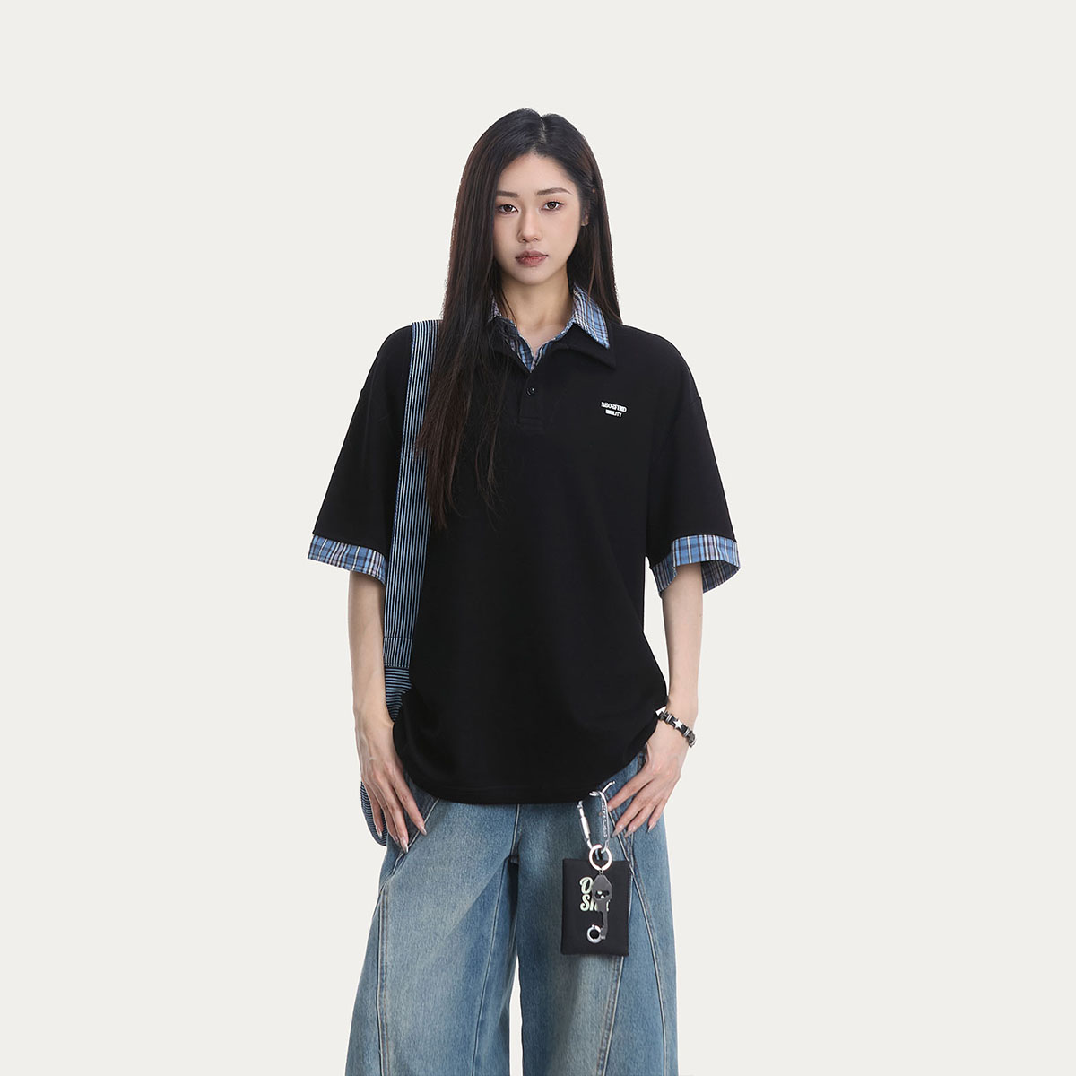 RESUMM假两件格子短袖POLO衫