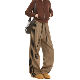 子女美式 复古高街直筒运动休闲裤 脏脏裤 秋季 直筒条纹卫裤 RESUMM裤