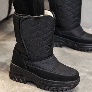 高腰爸爸男靴子户外加绒雪地鞋 东北保暖雪地靴冬季 加厚底防滑棉鞋