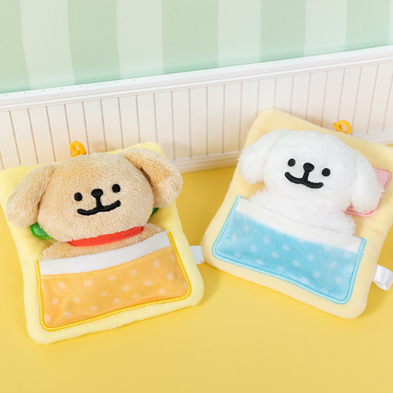 线条小狗正版毛绒睡袋零钱包挂件女钥匙扣玩偶可爱情侣生日礼物