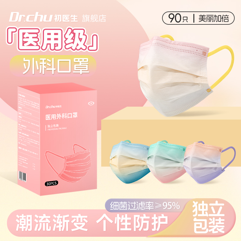 初医生医用外科渐变腮红防护口罩