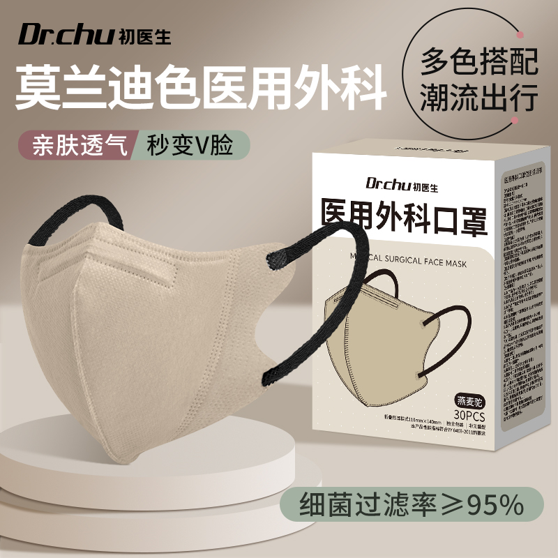 莫兰迪高颜值3d外科口罩夏季薄款