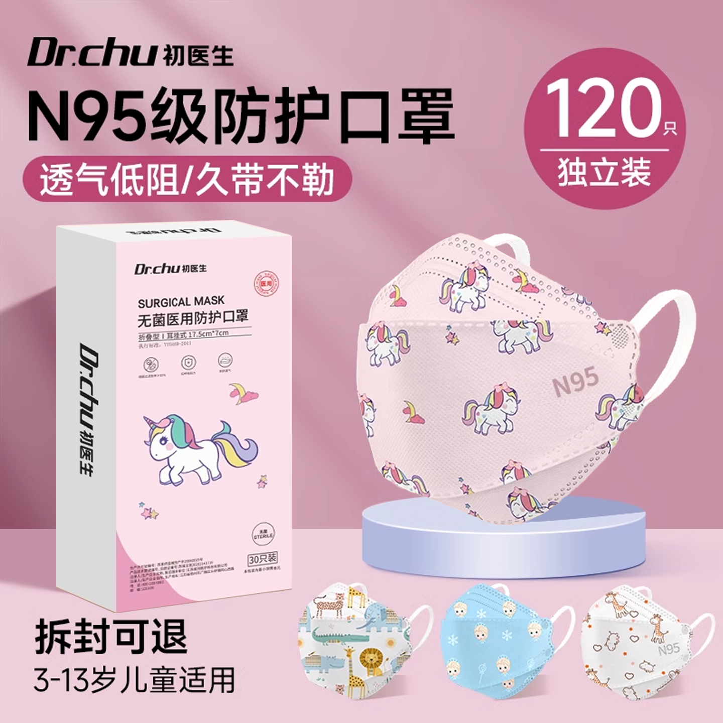 灭菌n95级医用防护口罩儿童专用