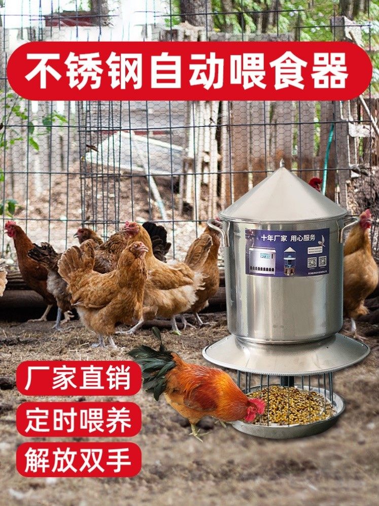 自动喂鸡器定时喂食养鸡喂食器不锈钢投料机下料器家用投食鸡鸭鹅