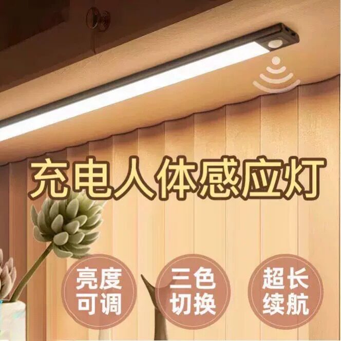 充电人体感应灯带无线自粘免插电衣柜玄关鞋柜厨房切菜照明灯条