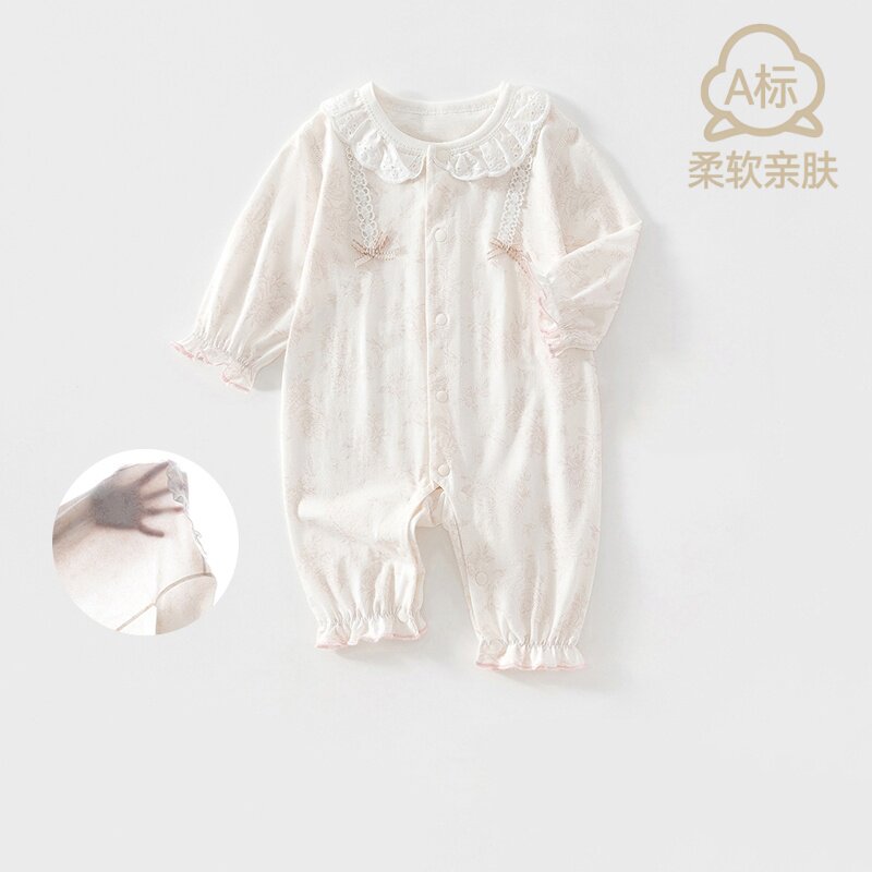 新生婴儿衣服女宝宝59码长袖连体衣夏季纯棉家居睡衣空调服透气薄