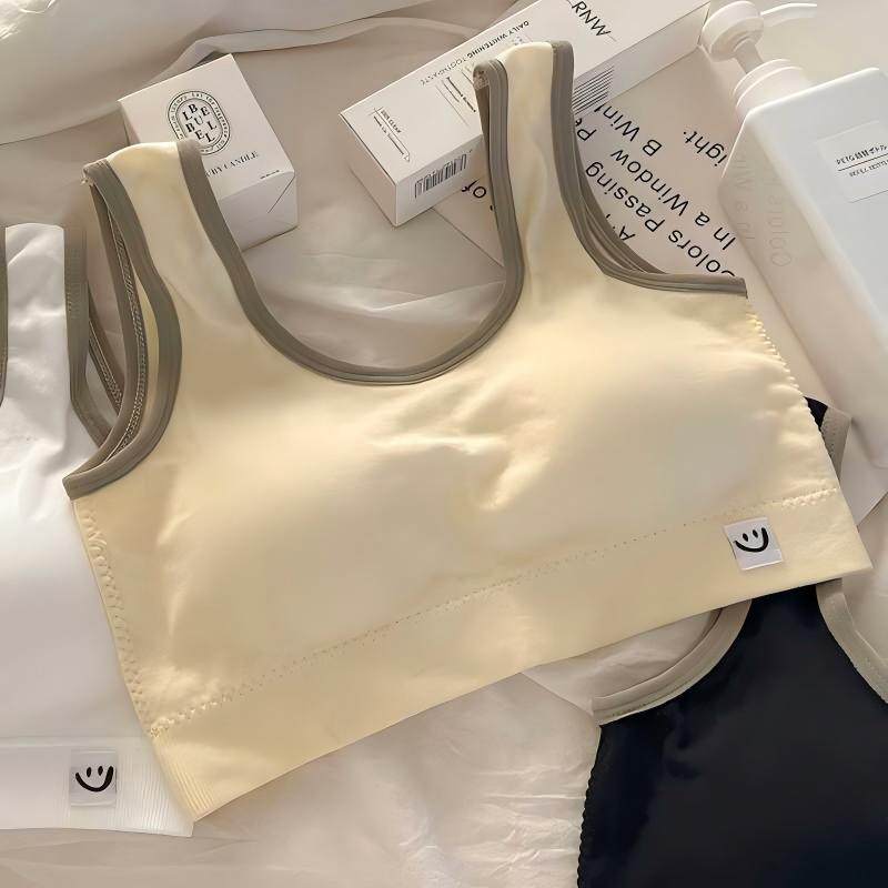 内衣女无钢圈防下垂一体式固定运动美背少女背心学生文胸2024秋冬