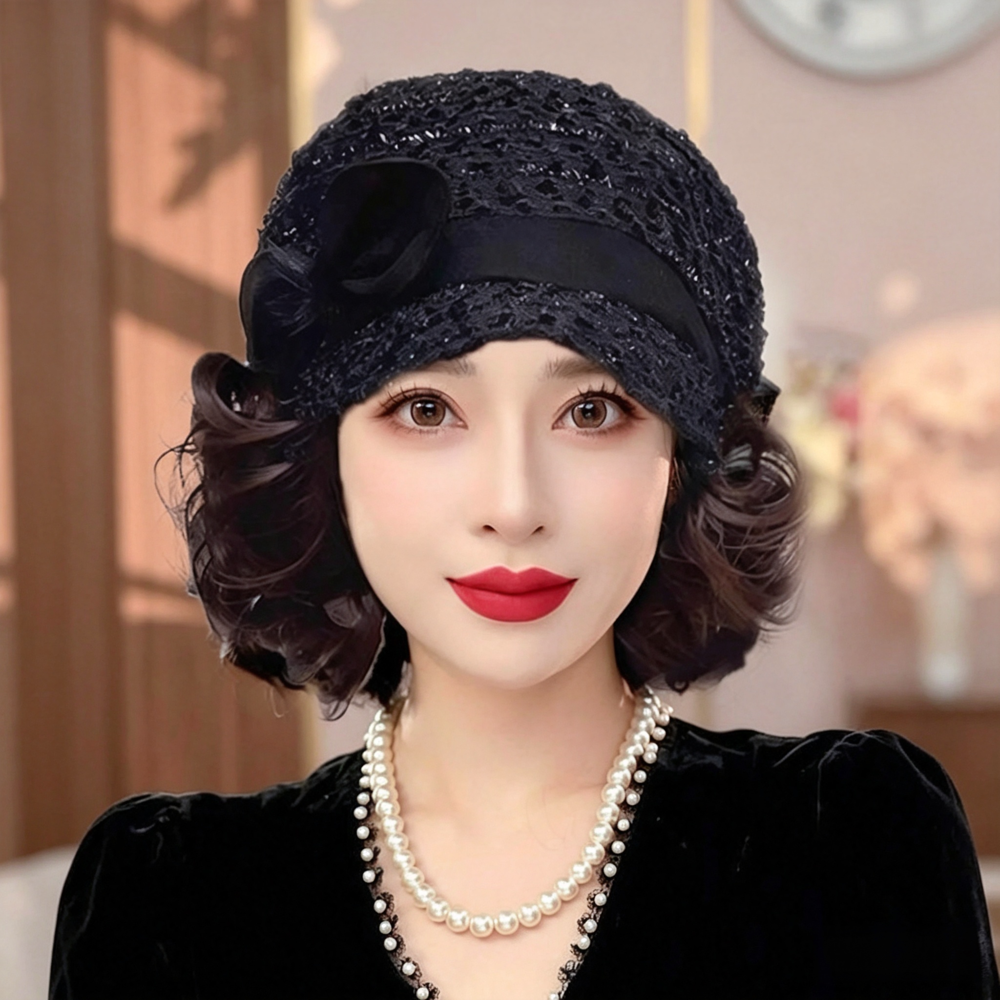 帽子带假发一体女士帽子2026年新款时尚洋气冬天妈妈显年轻遮白发