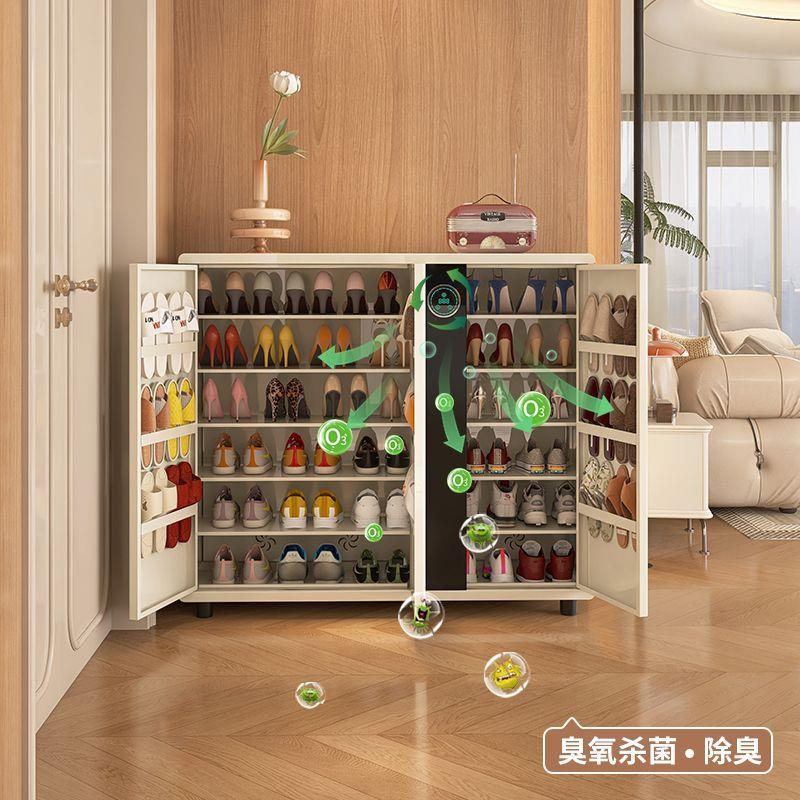 智能消毒鞋柜奶油风门口入户柜收纳柜一体靠墙大容量多层玄关鞋架