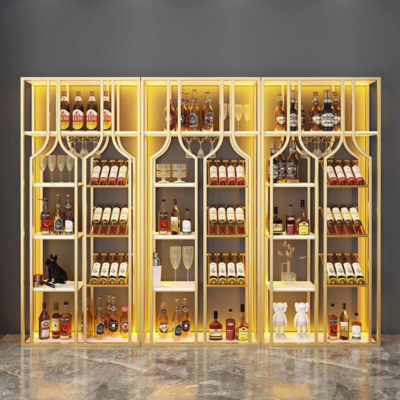 铁艺红酒架子展示架酒庄落地靠墙商用酒柜白酒陈列酒架置物架