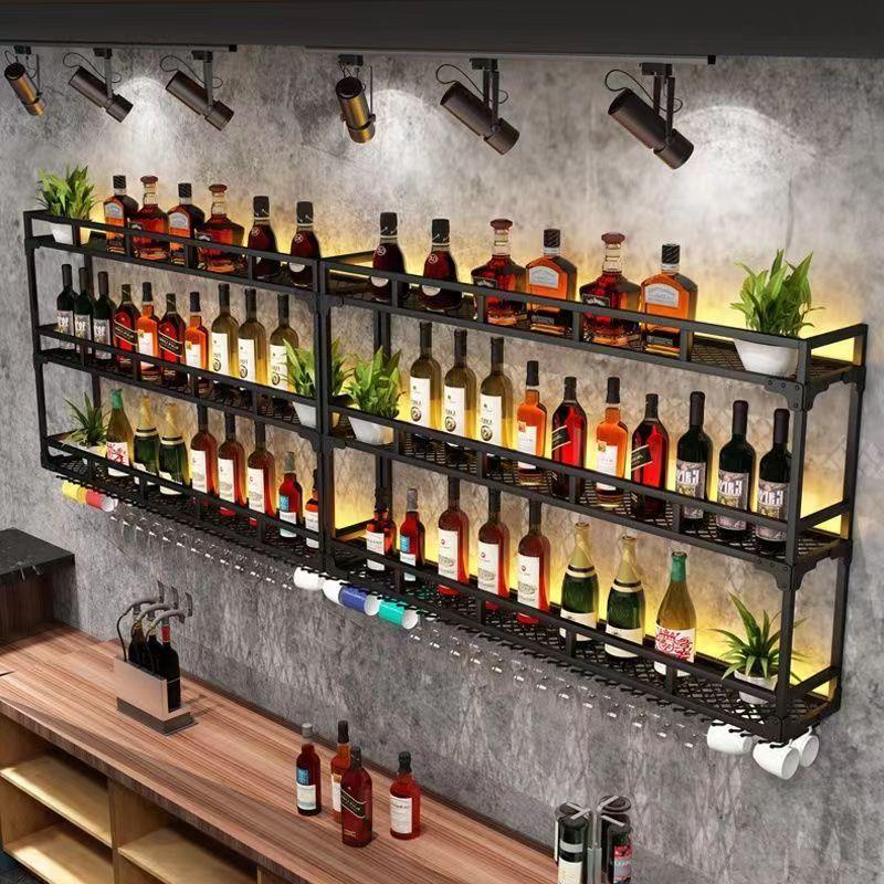 酒吧铁艺酒架墙上壁挂式创意悬挂展示架挂墙装饰置物架酒架子轻奢