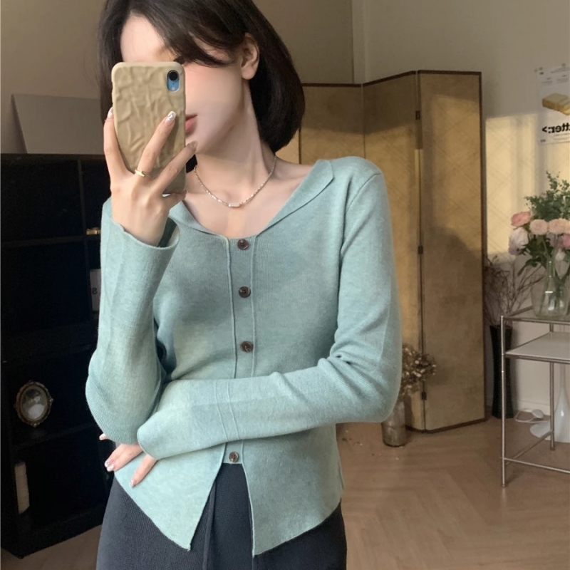 设计感法式v领羊毛衫女秋冬