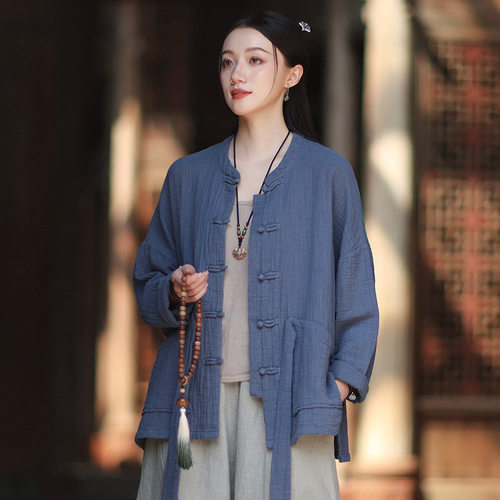 2026秋季新款复古盘扣宽松禅意太极服衬衫女休闲家居练功上衣开衫