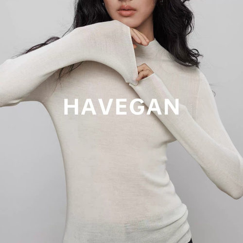 与间HAVEGAN/羊毛半高领针织打底衫女无缝一体软糯秋冬季新款