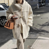 THE ABLE现24冬韩国东大门高级气质纯色百搭牛角扣羊驼毛大衣外套