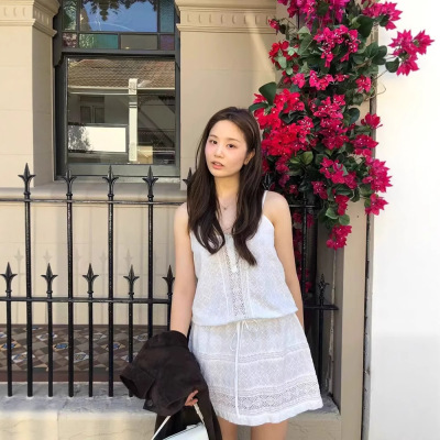 韩国ounce蕾丝花边吊带连衣裙女