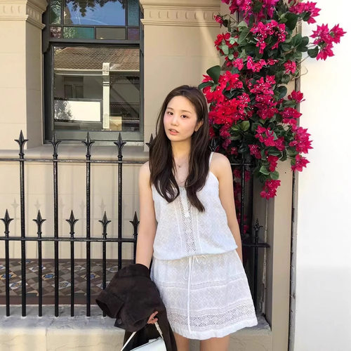 韩国ounce蕾丝花边吊带连衣裙女