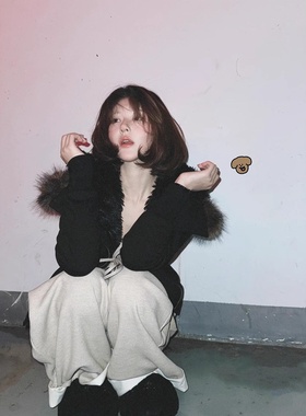 赵露思同款25秋冬RARELY ALIKE加厚毛领连帽毛绒内胆保暖拉链外套