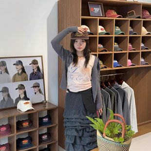 faerie现H韩国东大门25夏款蕾丝拼接V领微透宽松爱心印花中袖上衣