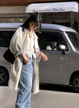 modest mood现H25秋款韩国东大门纯色气质宽松休闲单排扣长款风衣