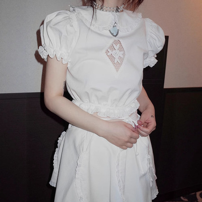 韩freckle娃娃领上衣蓬蓬裙套装