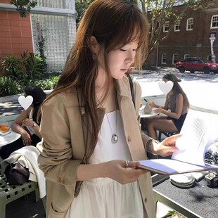 ounce现H25秋款 外套 韩国东大门百搭复古宽松休闲翻领单排扣中长款