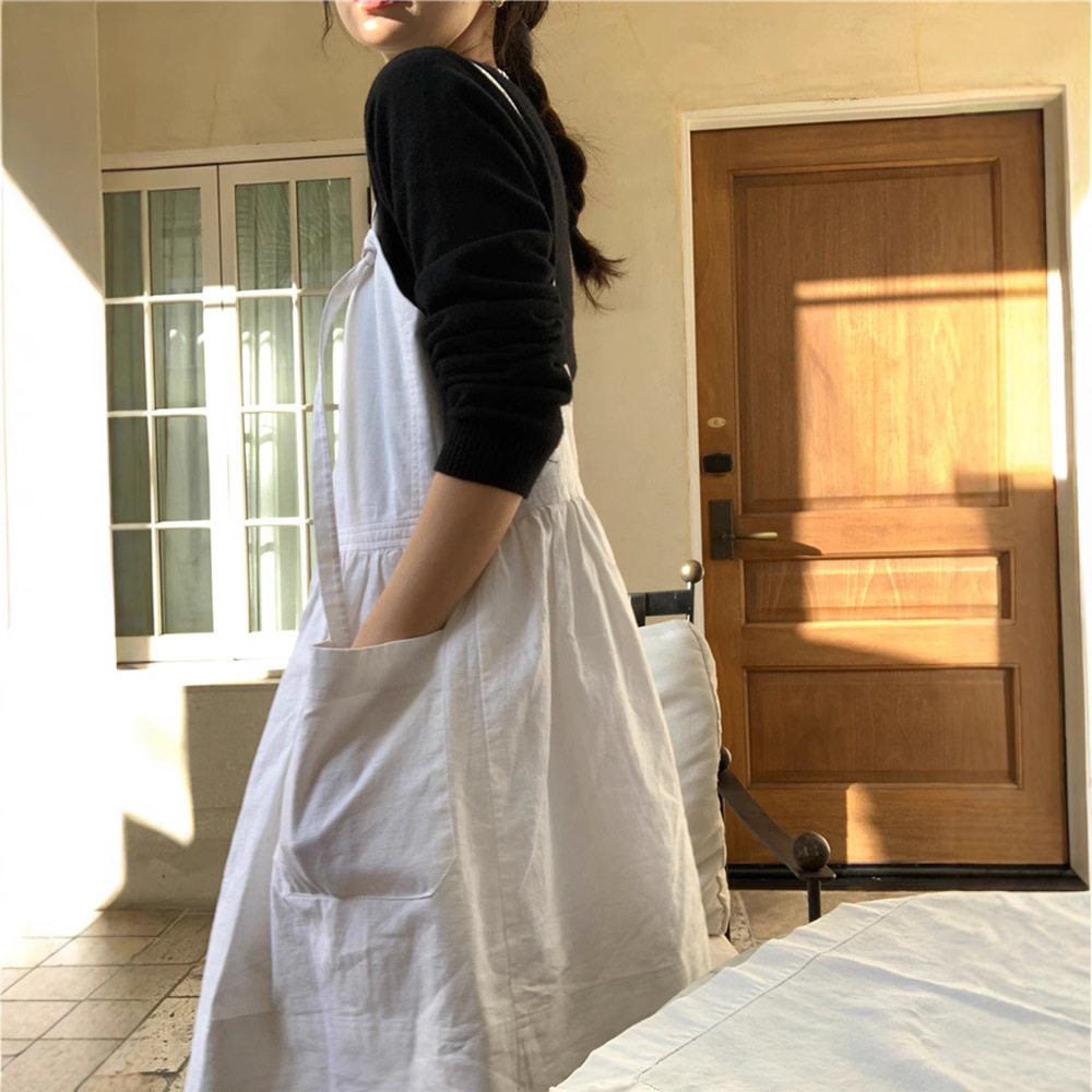 The Barnnet现H25夏款韩国东大门白色宽松显瘦休闲吊带裙连衣裙女