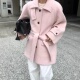 awear现H25秋冬款 韩国东大门粉色韩系羊驼毛呢加厚单排扣大衣外套