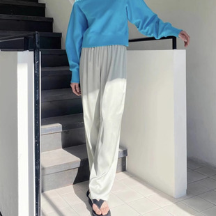 toogood现H韩国松紧腰丝绸质感休闲阔腿裤女25夏高级感显瘦防晒裤