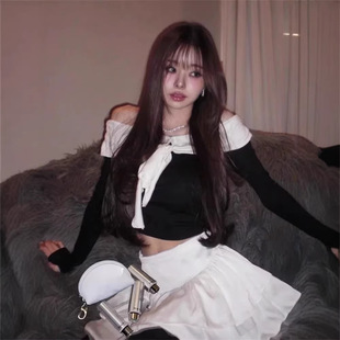 notyourrose现货26款宋智雅同款蝴蝶结露肩T恤修身显瘦气质上衣女